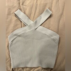 Aritzia Babaton Cream Criss Cross Crop Top